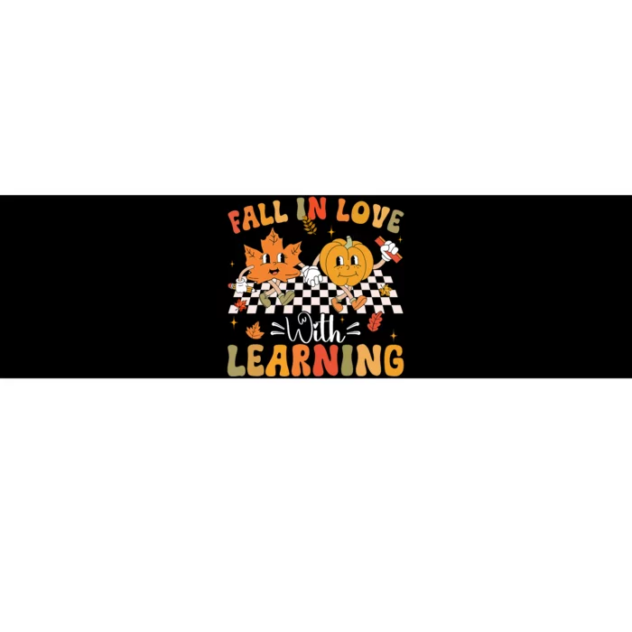 Retro Fall In Love With Learning Autumn Pumpkin Teacher Bumper Sticker