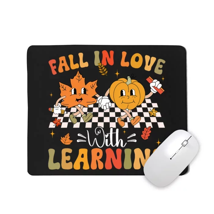 Retro Fall In Love With Learning Autumn Pumpkin Teacher Mousepad