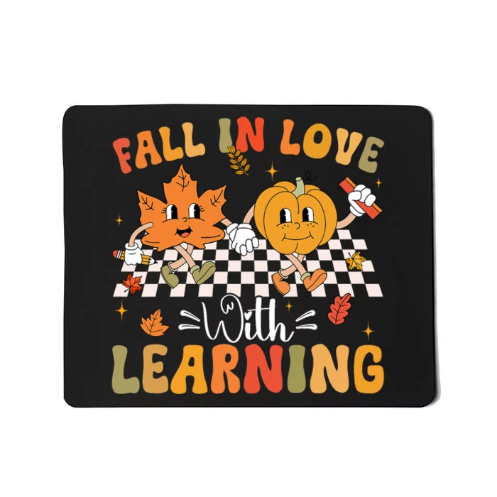 Retro Fall In Love With Learning Autumn Pumpkin Teacher Mousepad