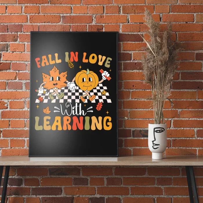 Retro Fall In Love With Learning Autumn Pumpkin Teacher Poster