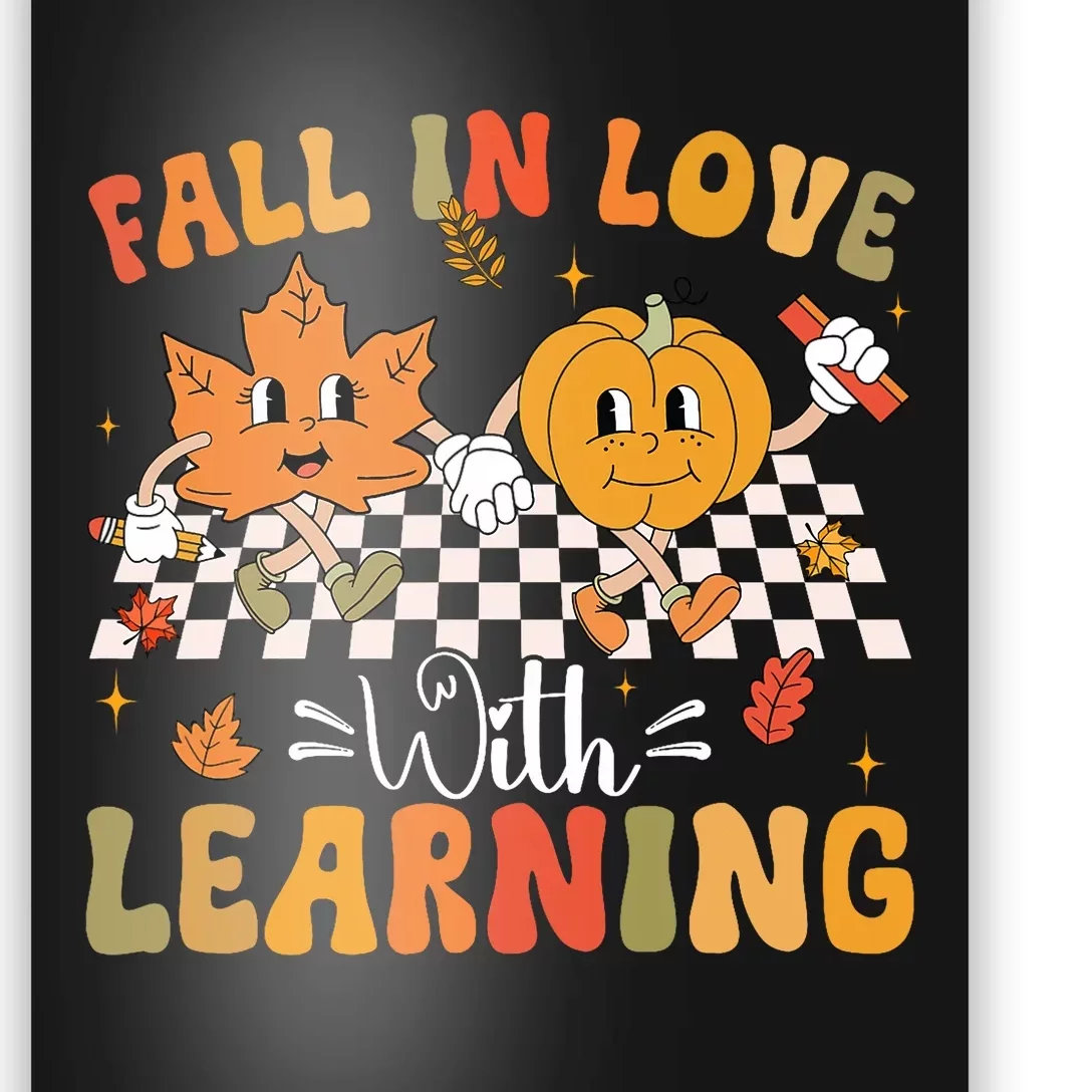 Retro Fall In Love With Learning Autumn Pumpkin Teacher Poster