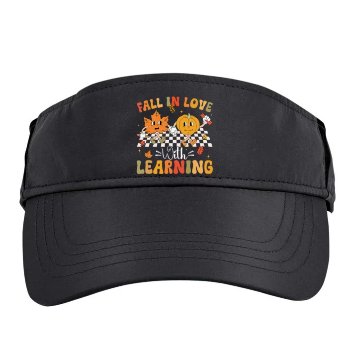 Retro Fall In Love With Learning Autumn Pumpkin Teacher Gift Adult Drive Performance Visor