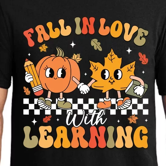 Retro Fall In Love With Learning Autumn Pumpkin Teacher Pajama Set