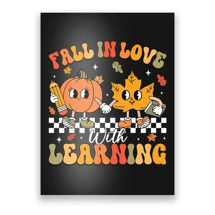 Retro Fall In Love With Learning Autumn Pumpkin Teacher Poster