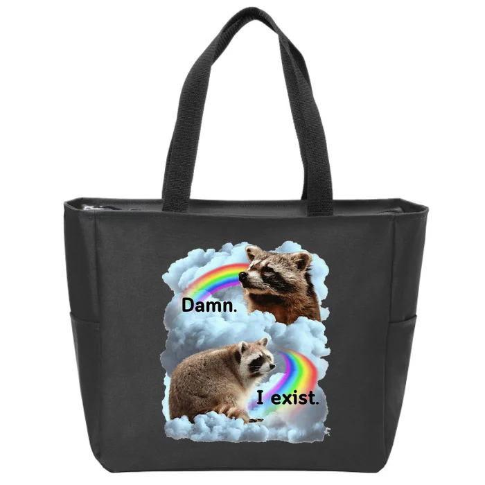 Raccoon Funny I Exist Depression Meme Dark Mental Health Zip Tote Bag