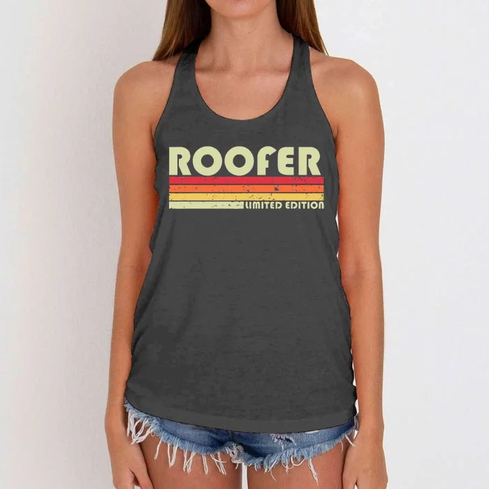 ROOFER Funny Job Title Profession Birthday Worker Idea Women's Knotted Racerback Tank