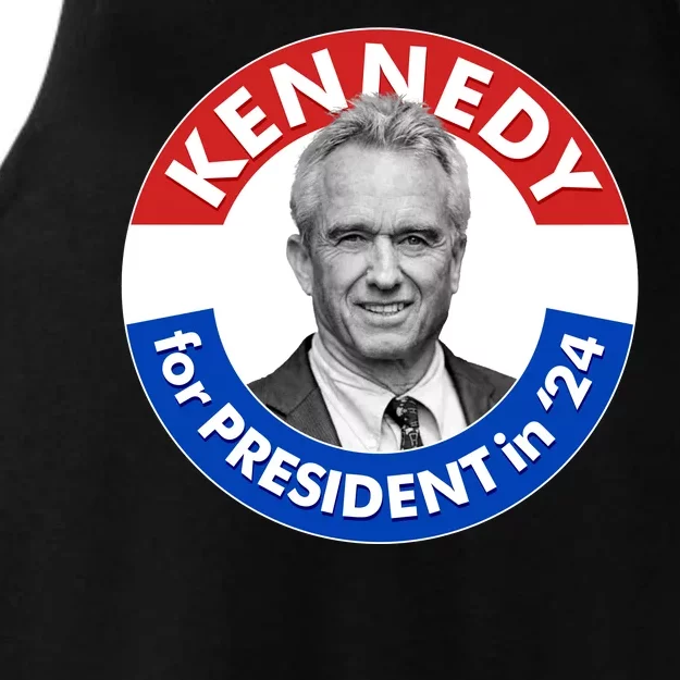 Robert F Kennedy Jr For President In 2024 Emblem Button Ladies Tri-Blend Wicking Tank