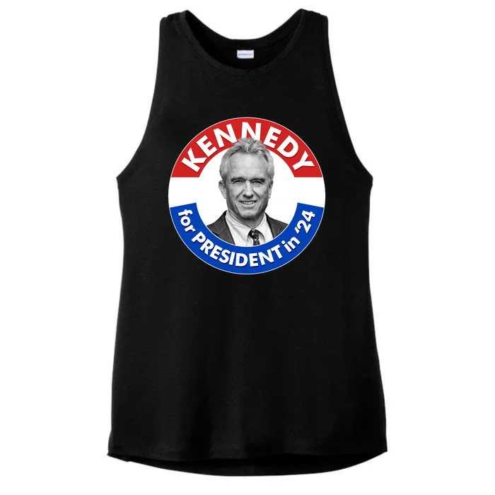 Robert F Kennedy Jr For President In 2024 Emblem Button Ladies Tri-Blend Wicking Tank