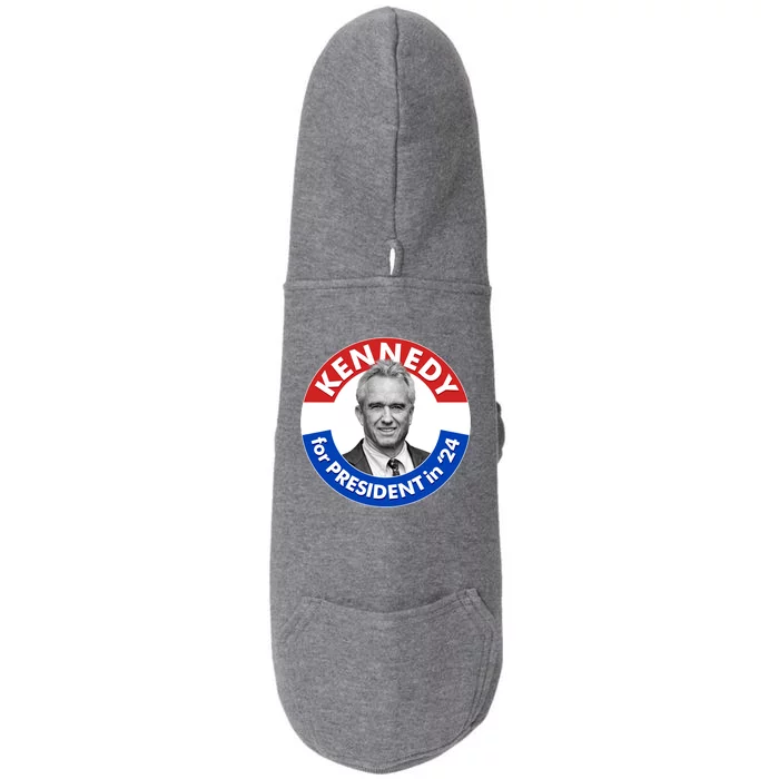 Robert F Kennedy Jr For President In 2024 Emblem Button Doggie 3-End Fleece Hoodie