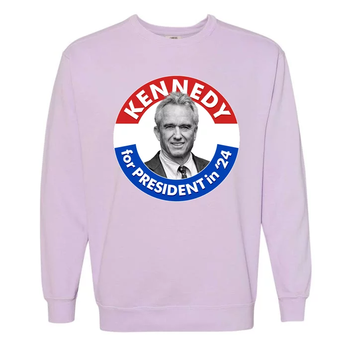 Robert F Kennedy Jr For President In 2024 Emblem Button Garment-Dyed Sweatshirt