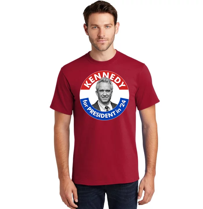 Robert F Kennedy Jr For President In 2024 Emblem Button Tall T-Shirt