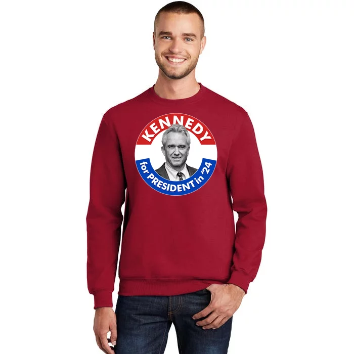 Robert F Kennedy Jr For President In 2024 Emblem Button Tall Sweatshirt