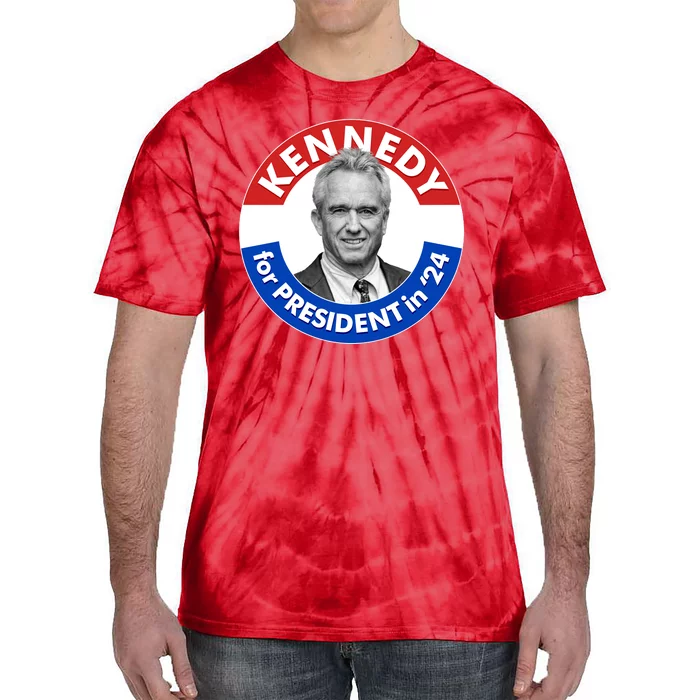 Robert F Kennedy Jr For President In 2024 Emblem Button Tie-Dye T-Shirt