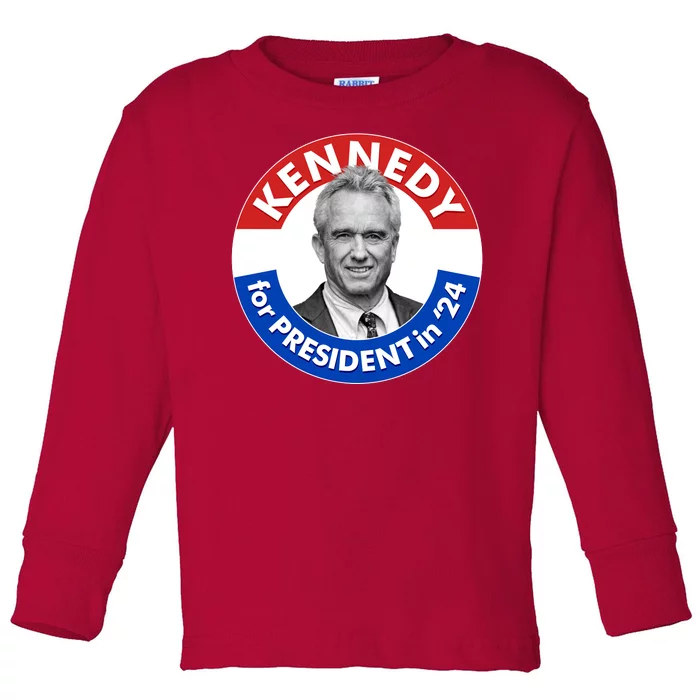 Robert F Kennedy Jr For President In 2024 Emblem Button Toddler Long Sleeve Shirt