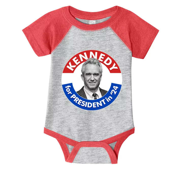 Robert F Kennedy Jr For President In 2024 Emblem Button Infant Baby Jersey Bodysuit