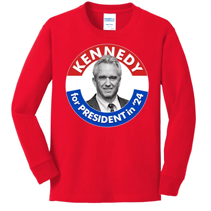 Robert F Kennedy Jr For President In 2024 Emblem Button Kids Long Sleeve Shirt