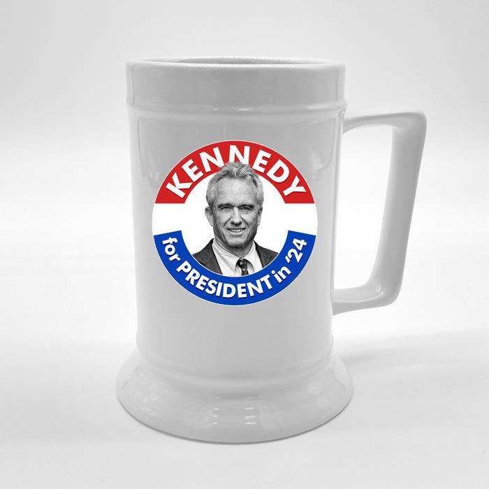 Robert F Kennedy Jr For President In 2024 Emblem Button Front & Back Beer Stein