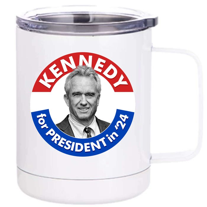 Robert F Kennedy Jr For President In 2024 Emblem Button Front & Back 12oz Stainless Steel Tumbler Cup