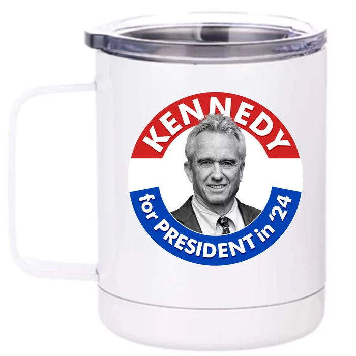 Robert F Kennedy Jr For President In 2024 Emblem Button Front & Back 12oz Stainless Steel Tumbler Cup