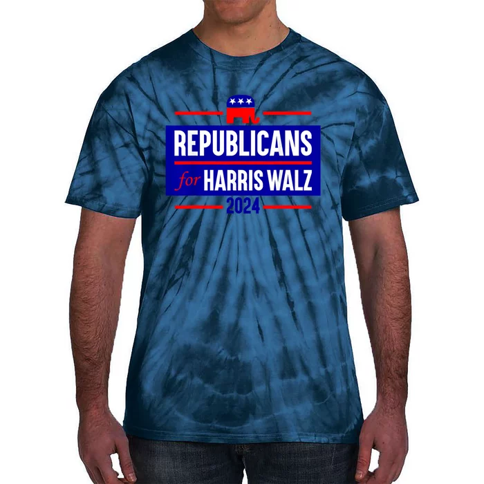 Republicans For Kamala Harris Walz Waltz Tie-Dye T-Shirt