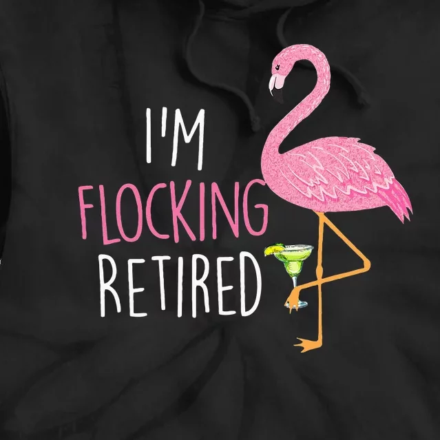 Retired Flamingo Lover Funny Retirement Party Drinking Wine Tie Dye Hoodie