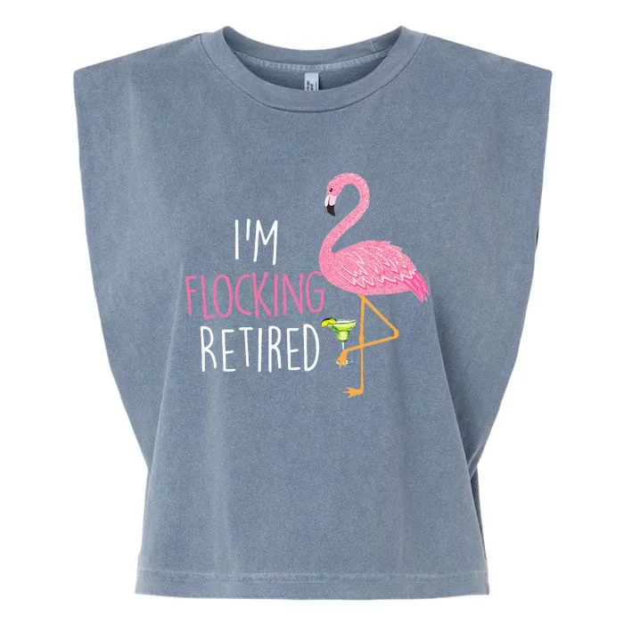 Retired Flamingo Lover Funny Retirement Party Drinking Wine Garment-Dyed Women's Muscle Tee