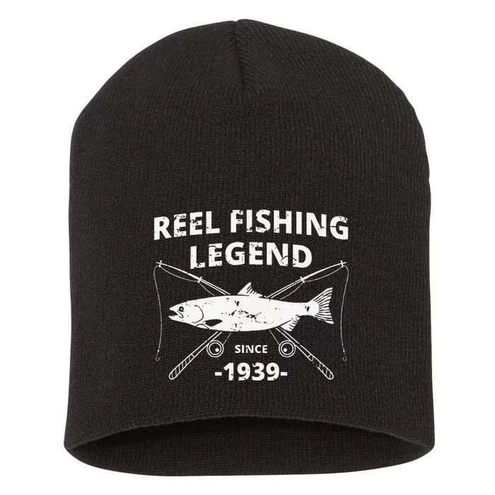 Reel Fishing Legend 1939 80th Birthday Fishing Gift Short Acrylic Beanie