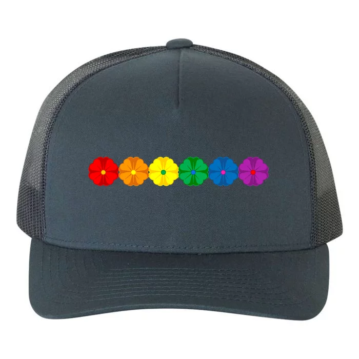 Rainbow Flower Lgbt Pride Flag Graphic Gift Yupoong Adult 5-Panel Trucker Hat