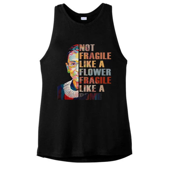 RBG. Fragile Like A Bomb. Ruth Bader Ginsberg Feminist Icon. Ladies Tri-Blend Wicking Tank