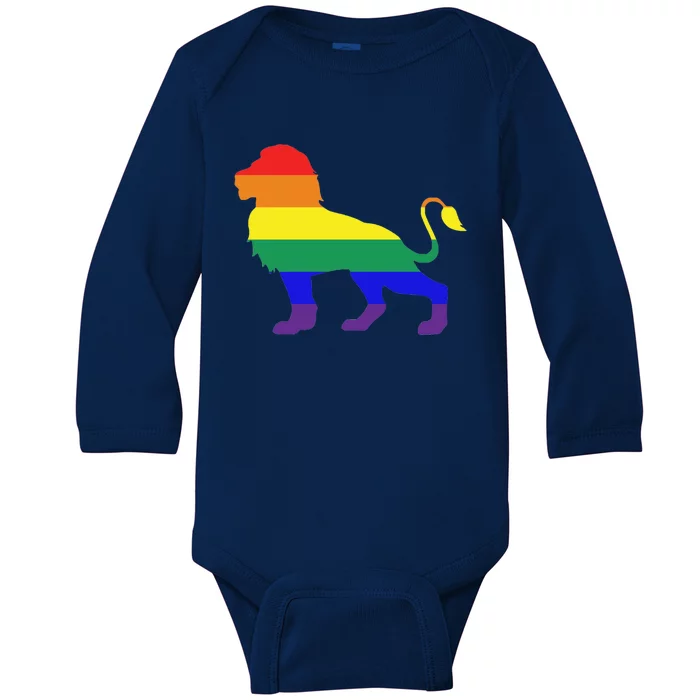 Rainbow Flag Lion Animal Lgbtq Pride Gift Baby Long Sleeve Bodysuit