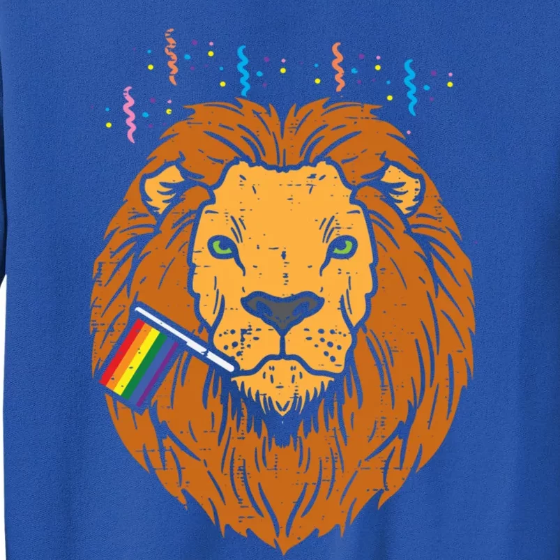 Rainbow Flag Lion Lgbt Pride Month Gay Ally Animal Gift Tall Sweatshirt