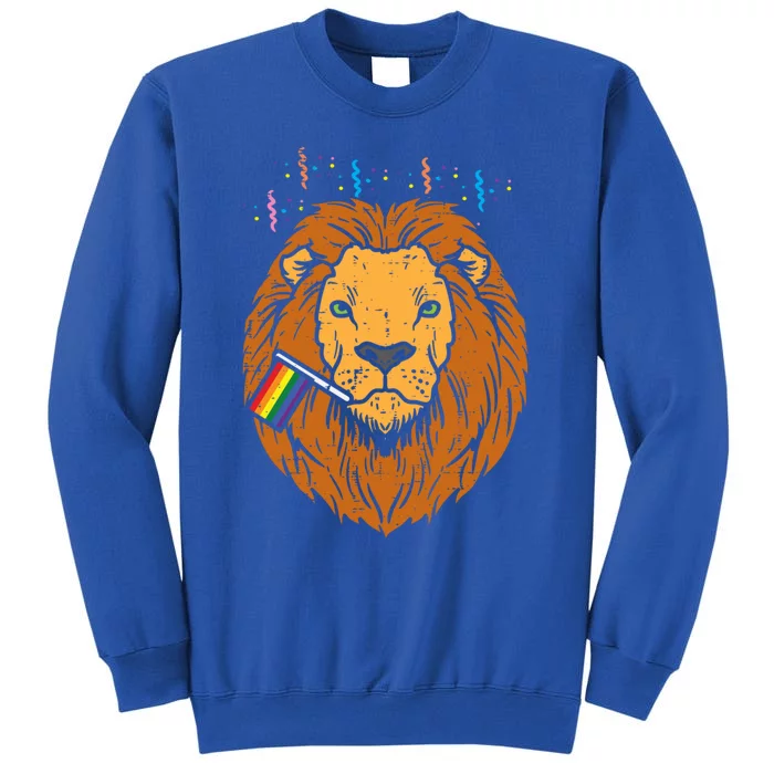 Rainbow Flag Lion Lgbt Pride Month Gay Ally Animal Gift Tall Sweatshirt