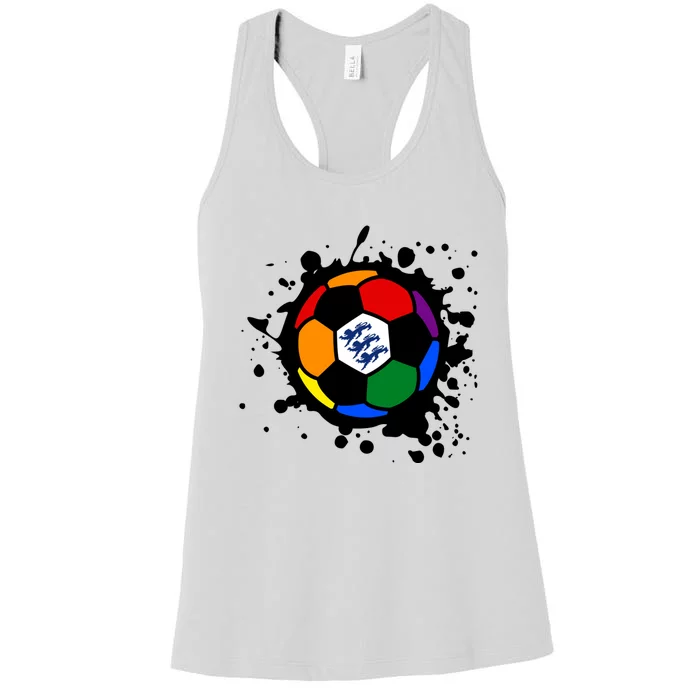 Rainbow Football Lgbtq+ England Lions Football Gay Pride Gift Women's Racerback Tank