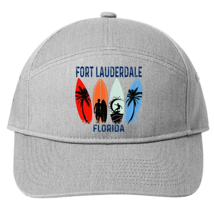 Retro Fort Lauderdale Beach Florida Surfboarder Beach 7-Panel Snapback Hat