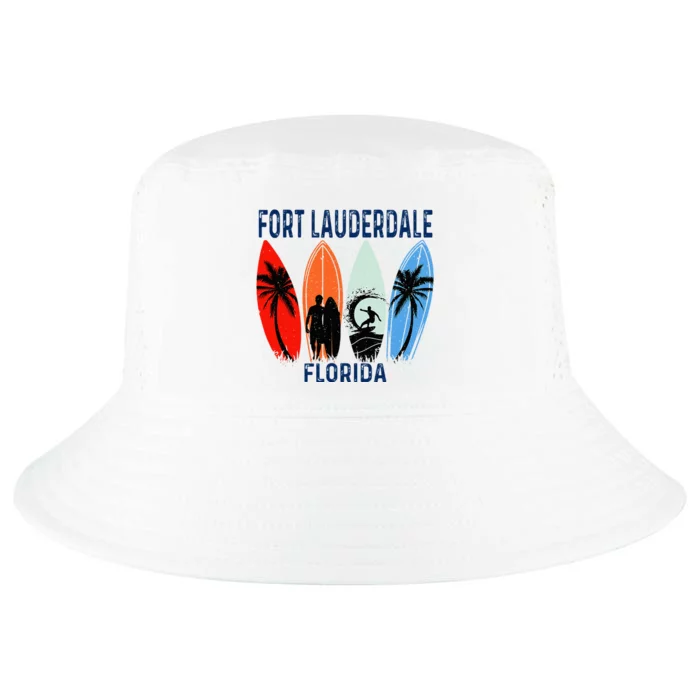 Retro Fort Lauderdale Beach Florida Surfboarder Beach Cool Comfort Performance Bucket Hat