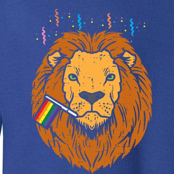 Rainbow Flag Lion Lgbt Pride Month Gay Ally Animal Gift Toddler Sweatshirt