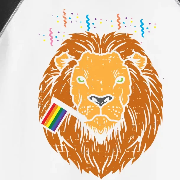 Rainbow Flag Lion Lgbt Pride Month Gay Ally Animal Gift Toddler Fine Jersey T-Shirt