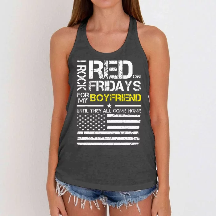 Red Friday Military Girlfriend Wear Red For Boyfriend Women's Knotted Racerback Tank