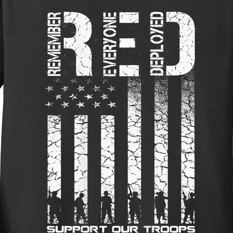 Red Friday Military Veteran Remember Everyone Deployed Kids Long Sleeve Shirt