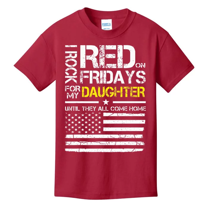 Red Friday Military Dad Wear Red For My Daughter Kids T-Shirt