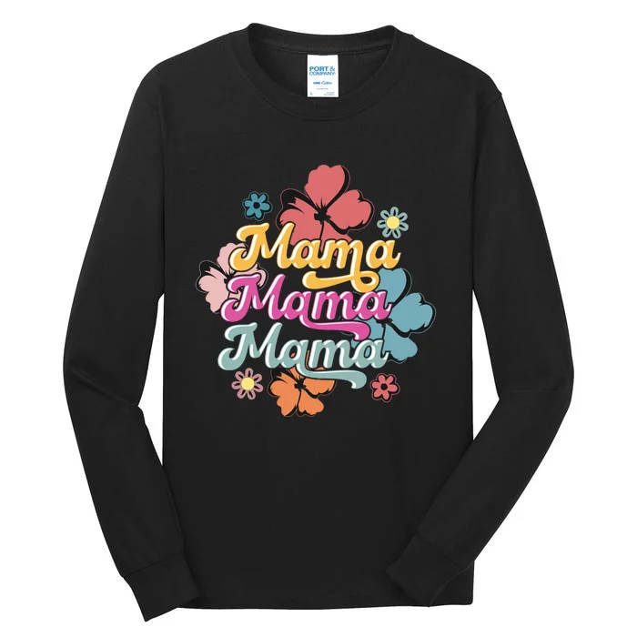 Retro Floral Mama Cute Mother's Day Mama T Design Tall Long Sleeve T-Shirt