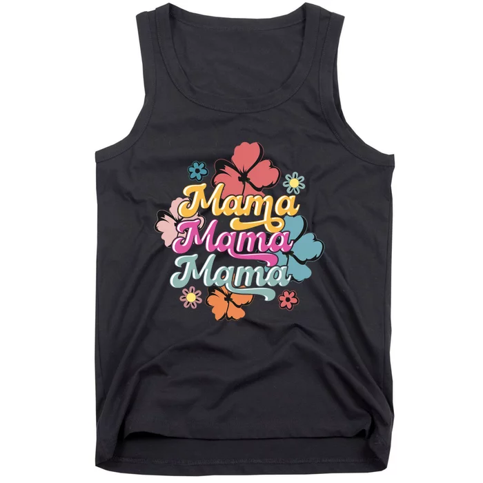 Retro Floral Mama Cute Mother's Day Mama T Design Tank Top