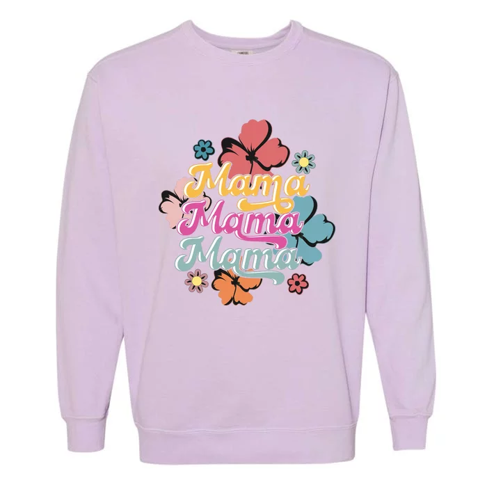 Retro Floral Mama Cute Mother's Day Mama T Design Garment-Dyed Sweatshirt