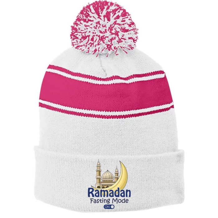 Ramadan Fasting Mode On Gift Cool Islamic Fasting Gift Idea Funny Gift Stripe Pom Pom Beanie