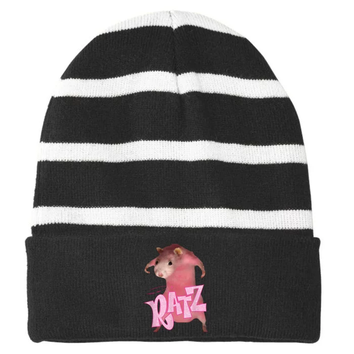 Ratz Funny Mouse Rat Striped Beanie with Solid Band