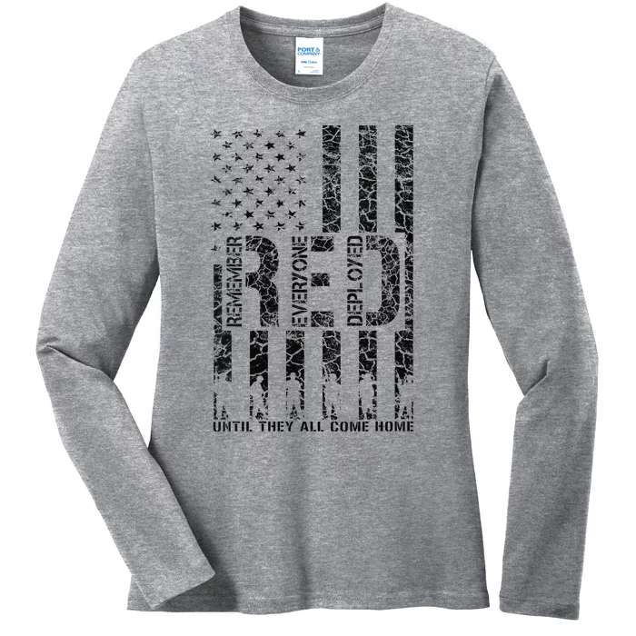 Red Friday Military Veteran Remember Everyone Deployed Ladies Long Sleeve Shirt