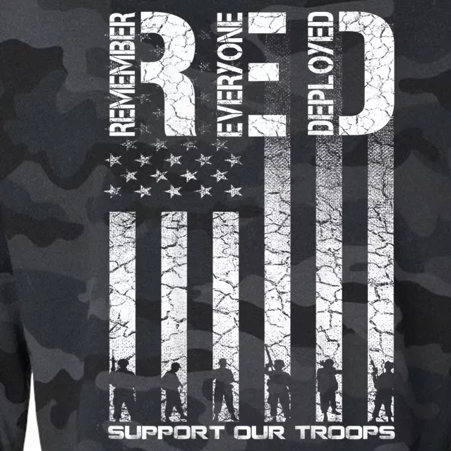 Red Friday Military Shirt Veteran Remember Everyone Deployed Cropped Pullover Crew