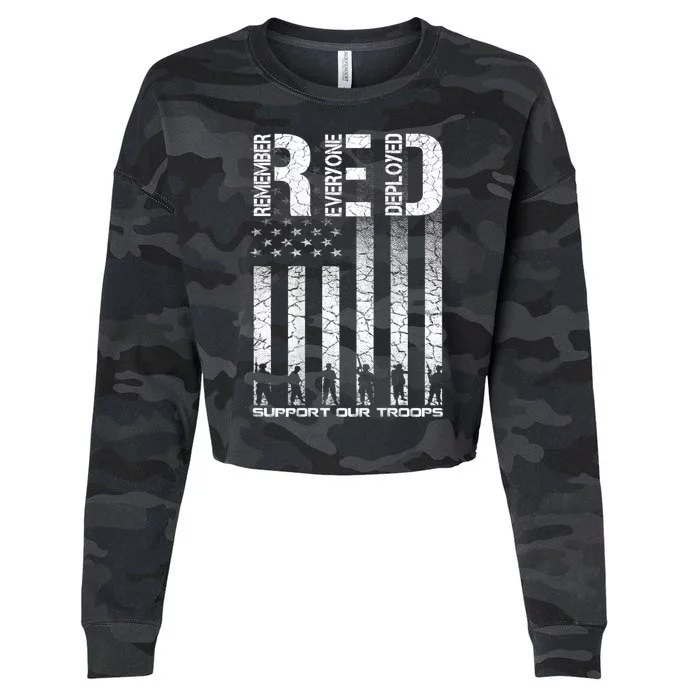 Red Friday Military Shirt Veteran Remember Everyone Deployed Cropped Pullover Crew