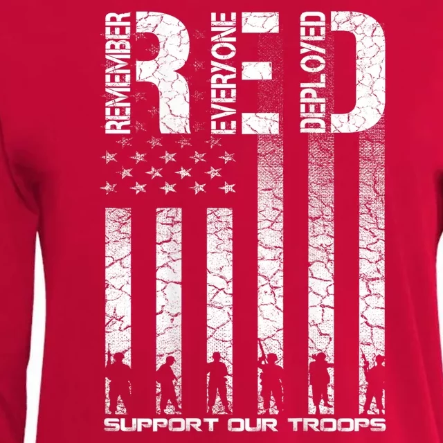 Red Friday Military Shirt Veteran Remember Everyone Deployed Womens Cotton Relaxed Long Sleeve T-Shirt