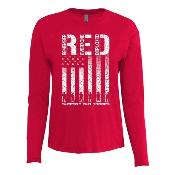 Red Friday Military Shirt Veteran Remember Everyone Deployed Womens Cotton Relaxed Long Sleeve T-Shirt